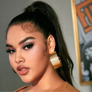 Gold Textured Hoop Earrings